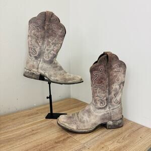 Ariat Brown And Pink Leather Square Toe Western Boots Women’s Size 10